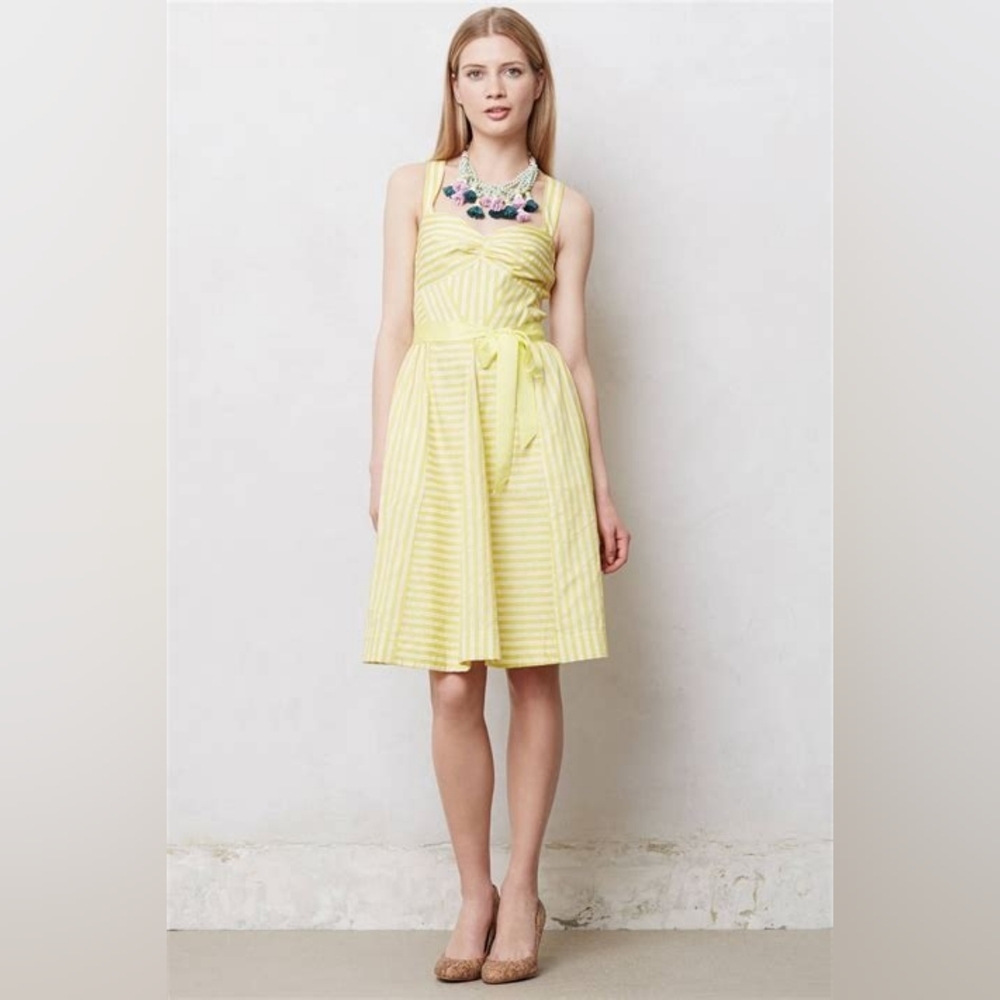 Moulinette Soeurs Yellow Striped Midi Dress